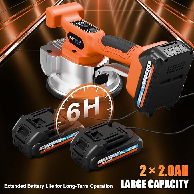 Tile Vibration Tool with 2 * 21V Batteries, Cordless Tile Vibration Machine Max 25000r/Min, Tile Vib