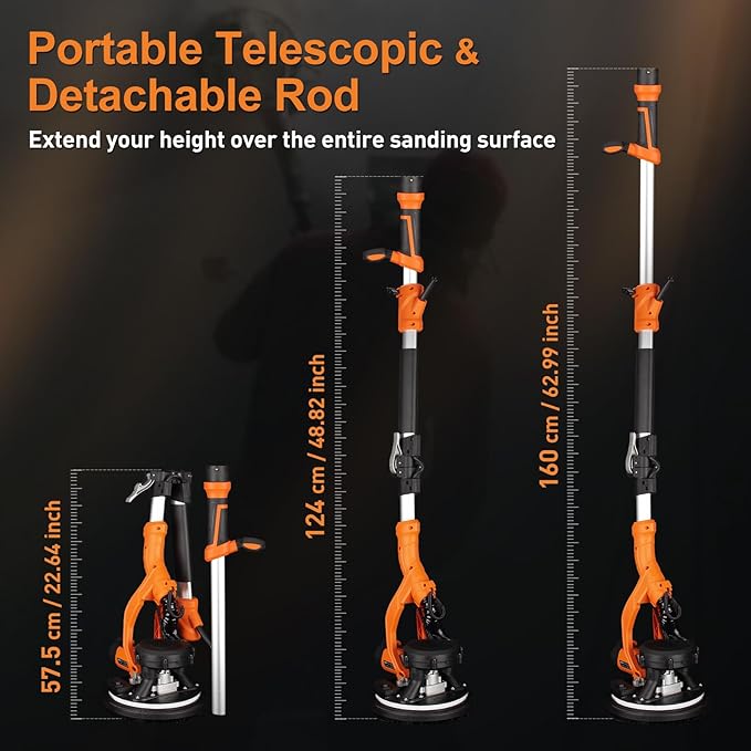 Drywall Sander, 1000W Popcorn Ceiling Removal Tool, Automatic Drywall Sander with Vacuum Dust Collec
